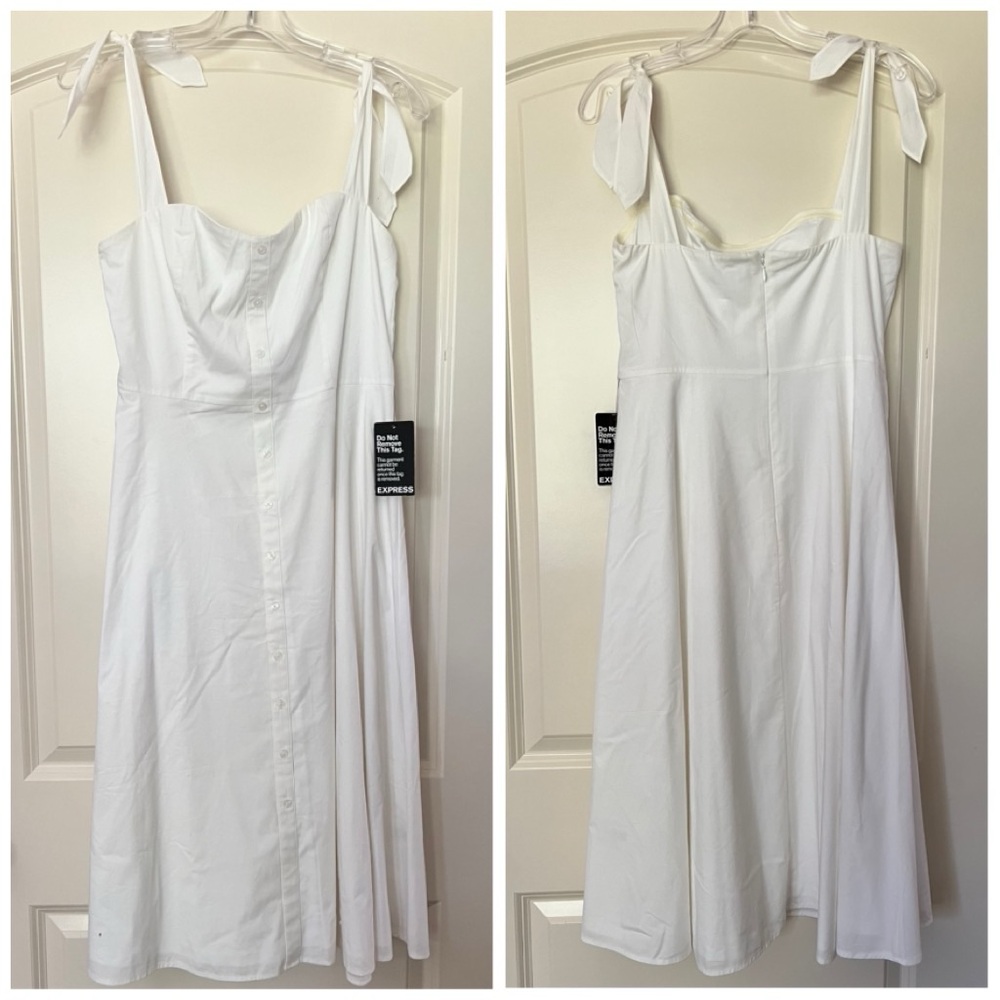 EUC Express Shoulder Tie Shoulder Midi Dress